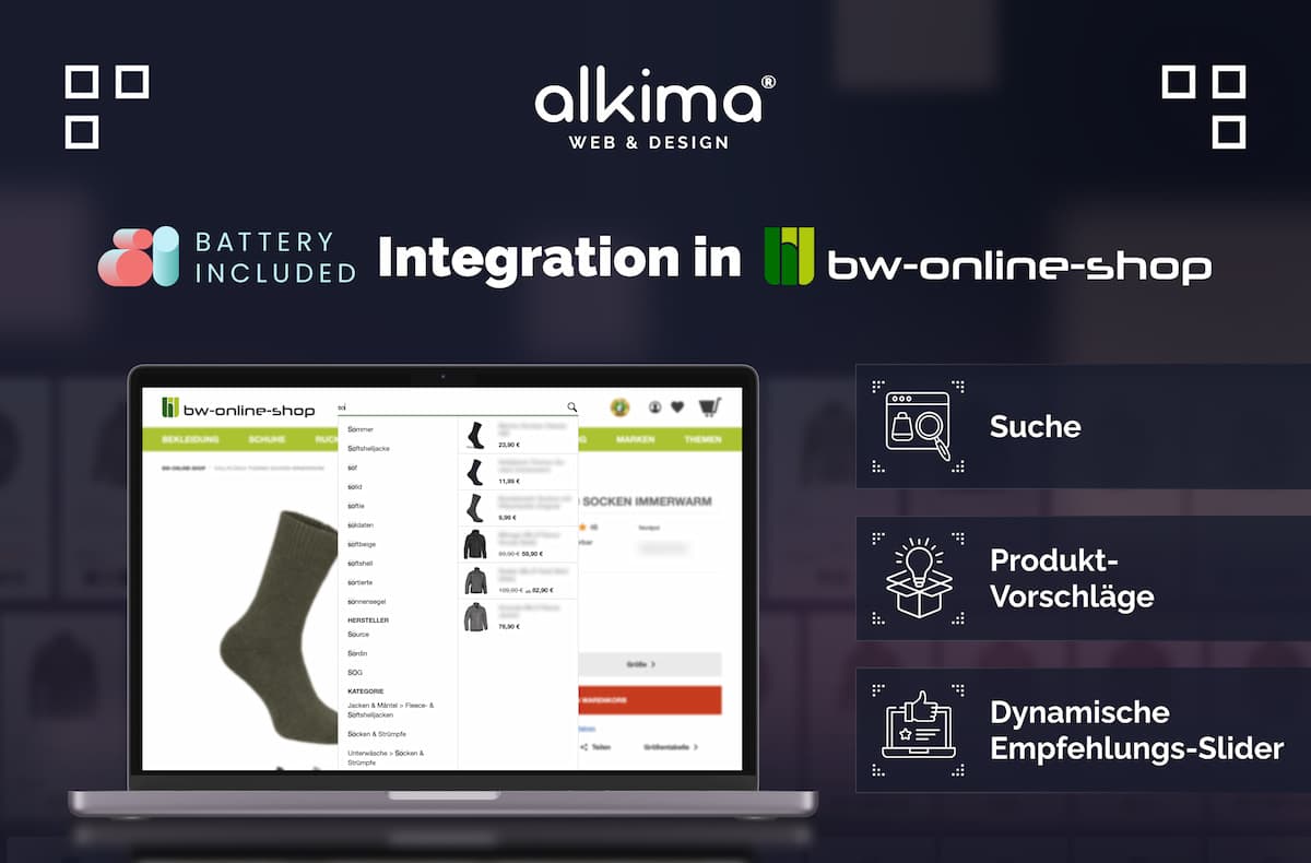 Neue KI-Suche für bw-online-shop.com: API-Integration und Empfehlungen mit Batteryincluded